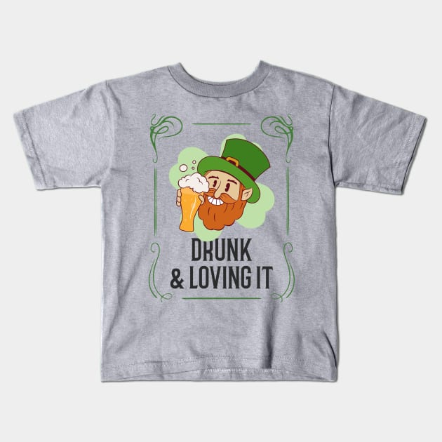 Drunk Leprechaun St paddys Day Kids T-Shirt by Tip Top Tee's